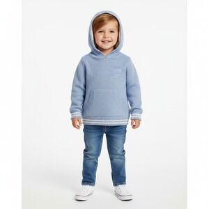 Janie and Jack Kids Sweater Hoodie Blue‎ Striped Cuffs Size 2T